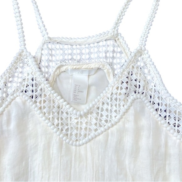 H&M Women’s Sleeveless Cotton V-Neck Shift Cream Dress Size 4 - Picture 9 of 10
